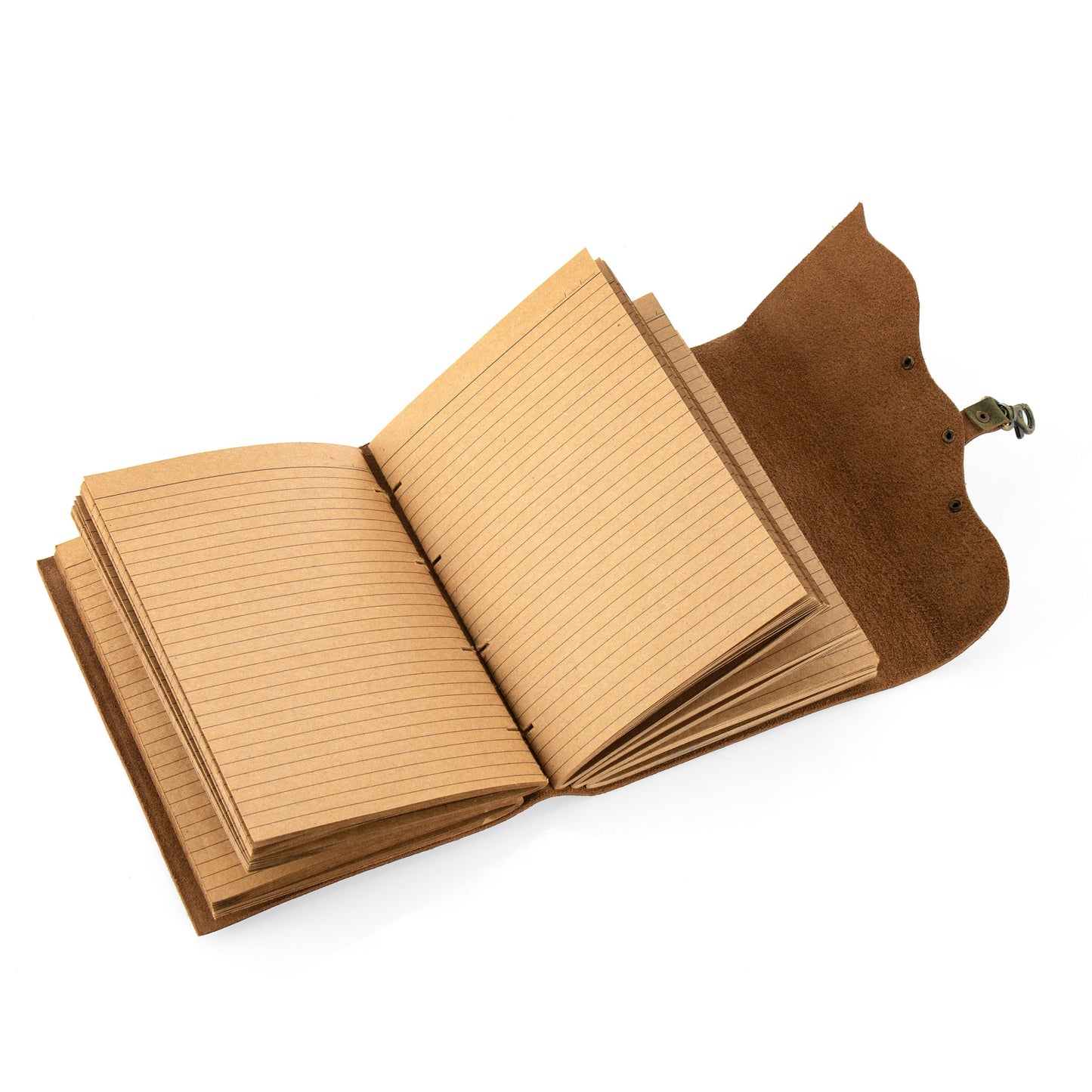 Green Leather Journal Craft paper with Buckle Writing Notebook Antique Leather Bound Daily Notepad for Men + Women,Travel diary Planner