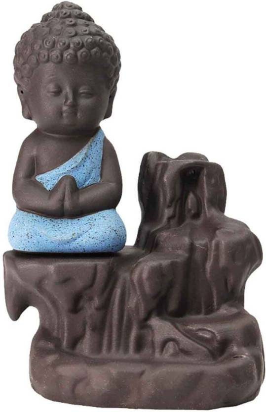 GIFT Lord buddha little baby monk buddha fragrance holder Smoke Backflow Cone Incense Holder 10 Free Cones/home decor