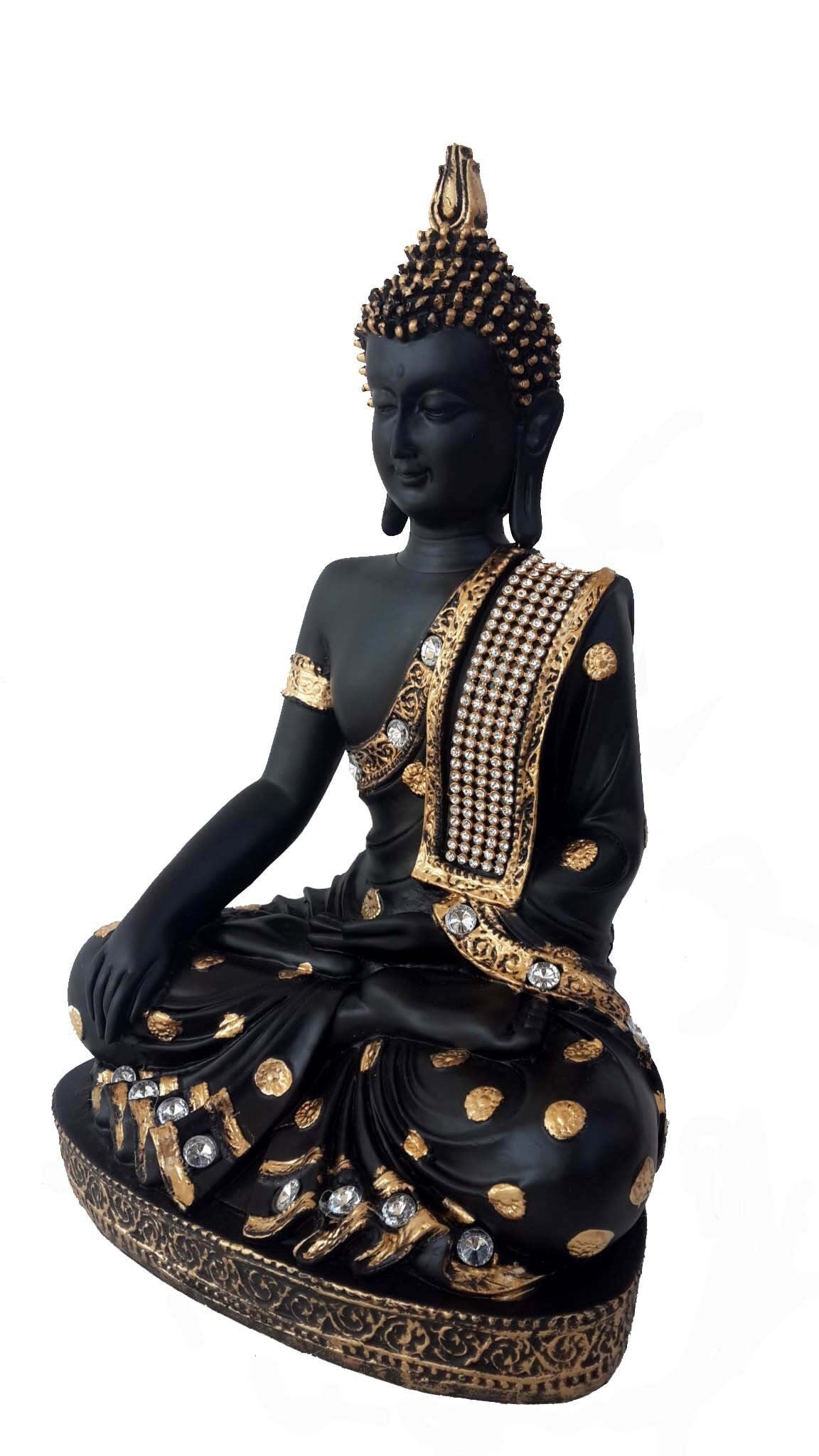 GIFT Lord Buddha statue Yoga room Feng shui Thai gold/black Handcrafted Meditating Buddha Decorative Showpiece/House warming Gift