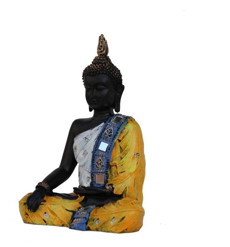 GIFT Lord Buddha feng-shui Handcrafted Meditating Buddha Figurine Decorative Showpiece Home/ table decor-(Polyresin,Yellow,Black)