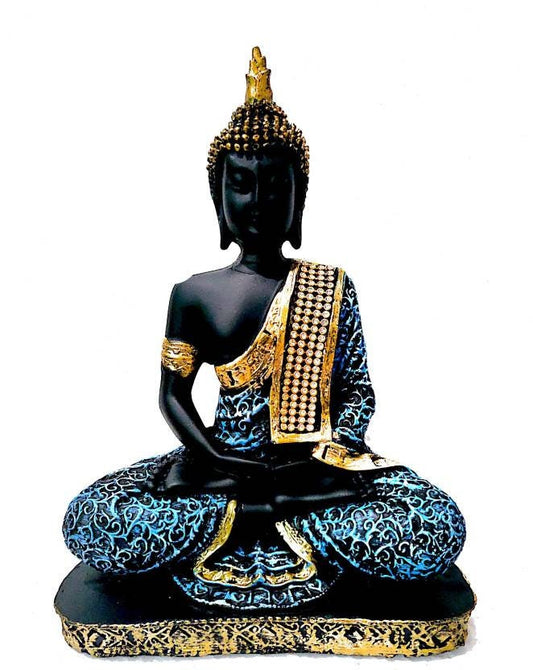 GIFT Fengshui Thai lord Buddha blue Handcrafted Meditating Polyresin Buddha STATUE Home/office/table decorFigurine/Sculpture