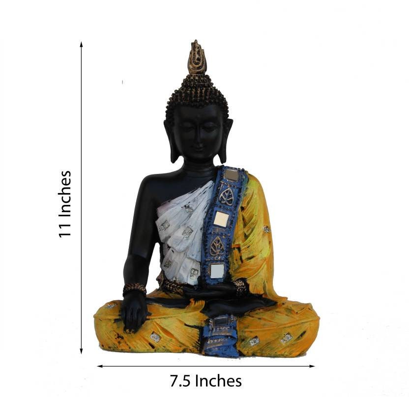 GIFT Lord Buddha feng-shui Handcrafted Meditating Buddha Figurine Decorative Showpiece Home/ table decor-(Polyresin,Yellow,Black)