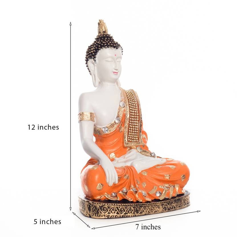 Christmas GIFT Lord  buddha Fengshui Handcrafted Meditating Polyresin Buddha idol/Buddha Statue Yoga Room-27 cm(Orange) Indian-Home decor