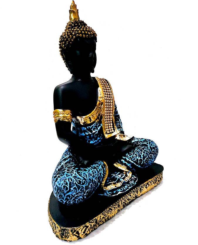 GIFT Fengshui Thai lord Buddha blue Handcrafted Meditating Polyresin Buddha STATUE Home/office/table decorFigurine/Sculpture