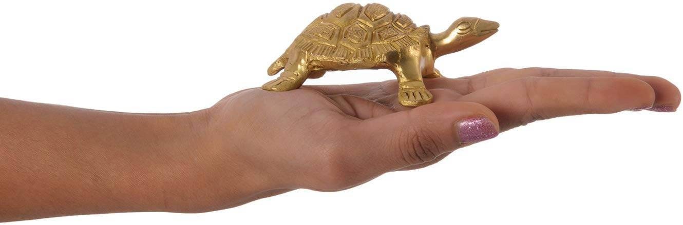 GIFT Fend-Shui Tortoise Brass Showpiece (9 cm x 8 cm x 3,Gold)house warming gift, thanks giving/birthday gift, graduation day gift