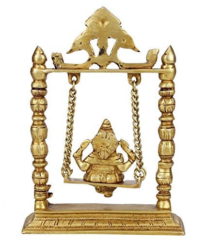 GIFT Indian Lord Ganesha on Jhoola Decorative Showpiece-(metal),House warming gift, Pooja gift/wedding gift/table decor