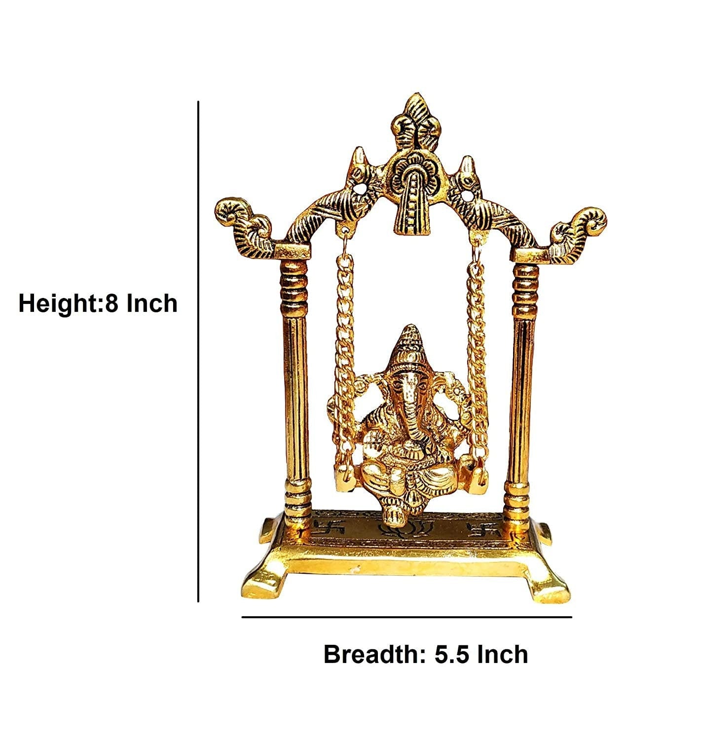 GIFT Indian Lord Ganesha on Jhoola Decorative Showpiece-(metal),House warming gift, Pooja gift/wedding gift/table decor