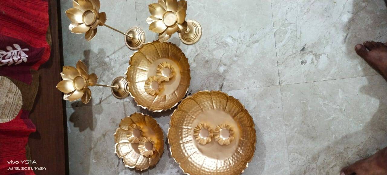 Diwali Gift Taj urli set Floating Flower/Urli set/urli with bowl/3 urli/3stand/5-3&quot;Diya-Event/festival/wedding/Diwali/Christmas decoration