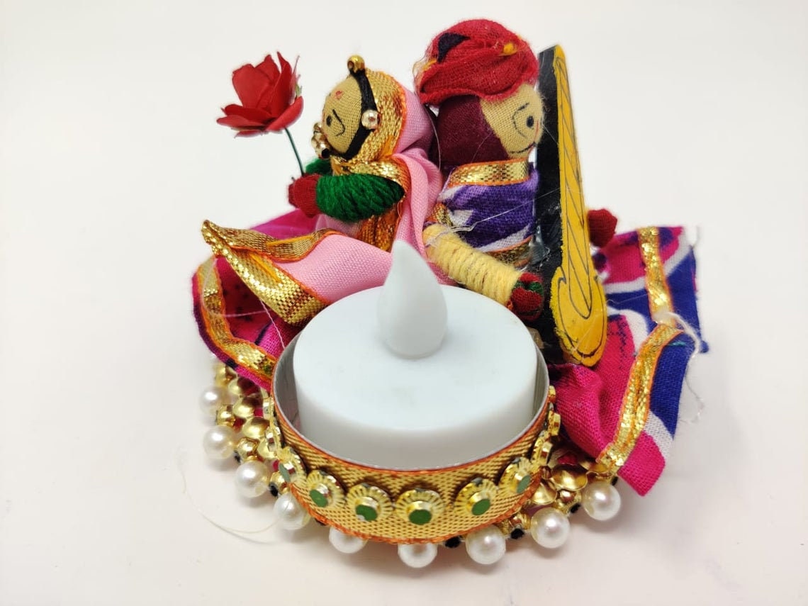 Diwali Decoration guitar DDLJ Couple Puppet T Light Candle Home Decor, Diwali Gift T light Candle Festival/ wedding/christmas Decoration