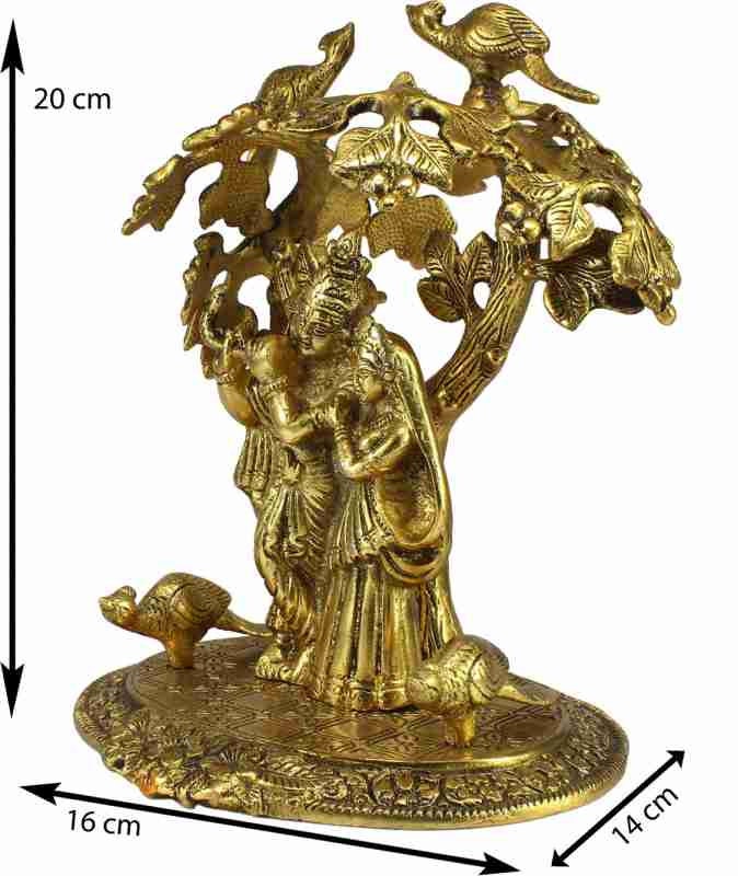 GIFT Radha Krishna Standing Under Tree&#39; Showpiece (Metal, 16 cm x 20 cm, Golden