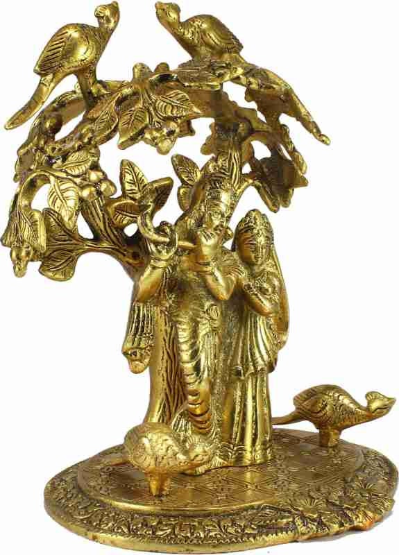 GIFT Radha Krishna Standing Under Tree&#39; Showpiece (Metal, 16 cm x 20 cm, Golden