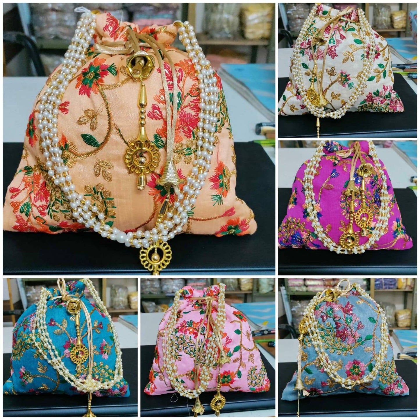 Potli bags/Evening clutch/party/ festival mehendi/wedding function handbags/giveaways/ return gifts/ 5-100 pc