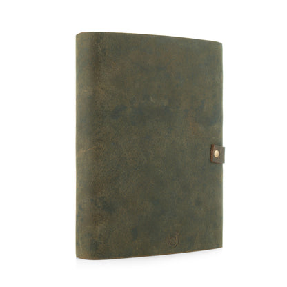 Green Leather Journal Craft paper with Buckle Writing Notebook Antique Leather Bound Daily Notepad for Men + Women,Travel diary Planner