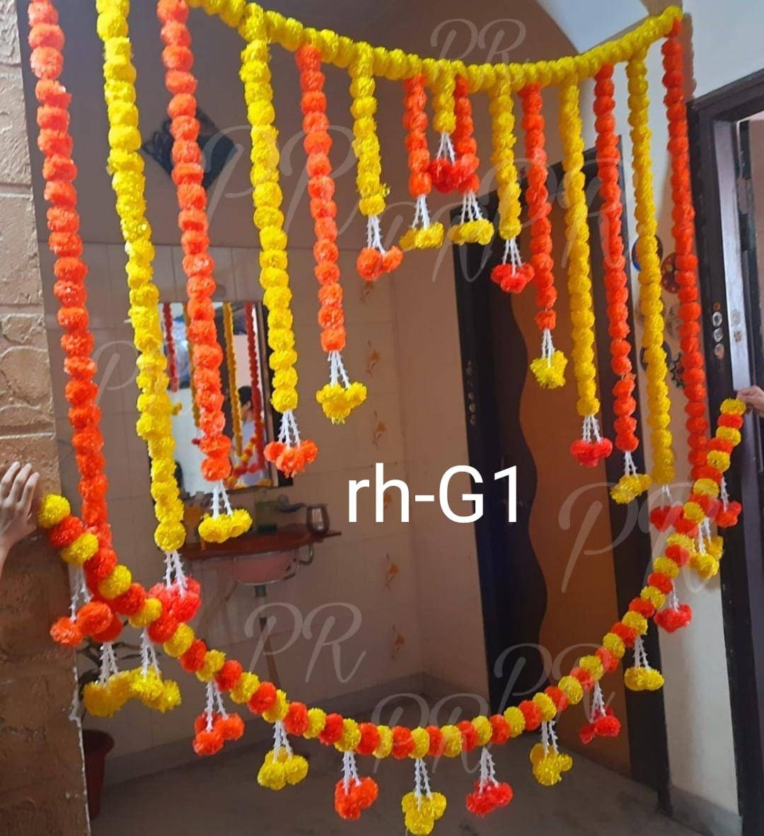 Toran/valence ganpati decoration/backdrops flower toran marigold flower toran door hanging, Floral Hanging