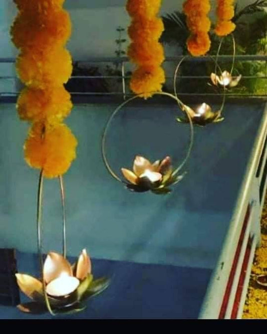 Marigold hanging with Lotus Toran/valence ganpati decoration/backdrops flower toran marigold flower pack of 4