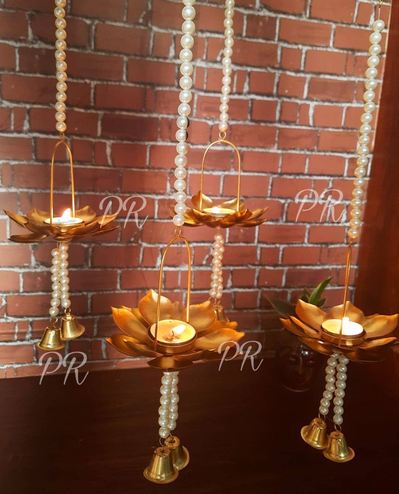 Candle tea light  hanging Lotus with beads Toran/valence wedding decoration/backdrops flower toran candle holder tea light holder  pack of 4