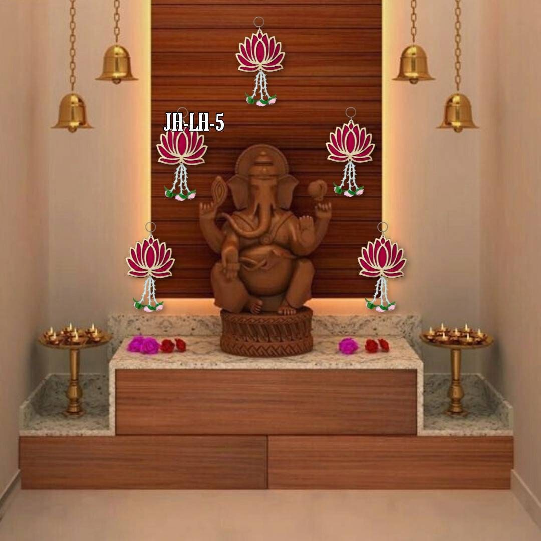 Lotus Flower wall hanging,Lotus Back Drop Hanging Entrance Side Door Hangings for Diwali/Ganpati/Janmashtami backdrops 4 pc set- 11*6&quot;