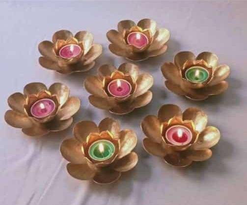 Metal Tea Light Holders,Diwali DIYA,Candle Holder,Tealight Holder,Iron flower diya/CHRISTMAS GIFT/Diwali Gift/,Diwali/wedding Decor-7pc set