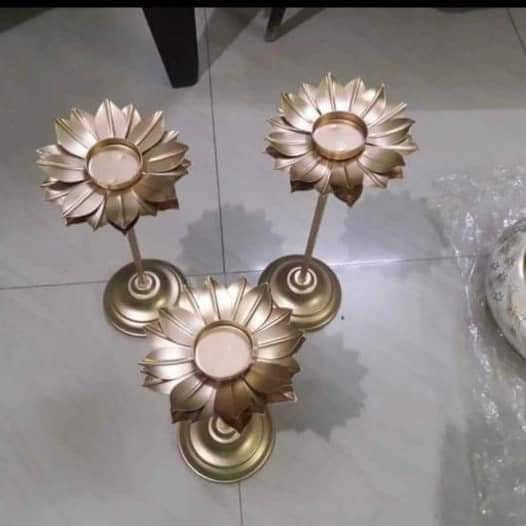 Lotus urli candle stand/ diya holder/Candle Festive Decor urli bowl / urli with stand -Event/wedding/Diwali/Christmas decoration-3 pc set