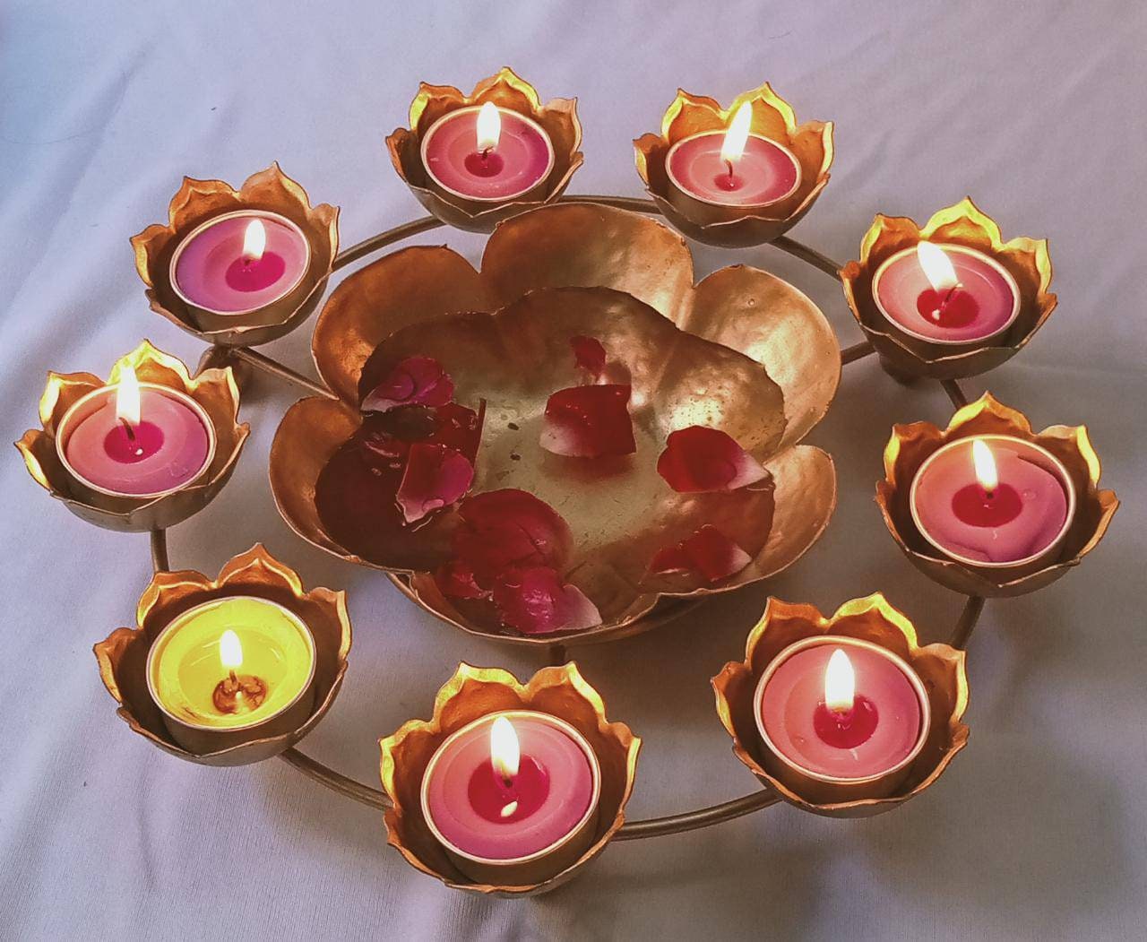 Decorative Urli Bowl/Handcrafted Bowl/Floating Flowers/Tea Light Candles/Home/Office/Table Decor| Diwali/CHRISTMAS/wedding Decoration-12&quot;