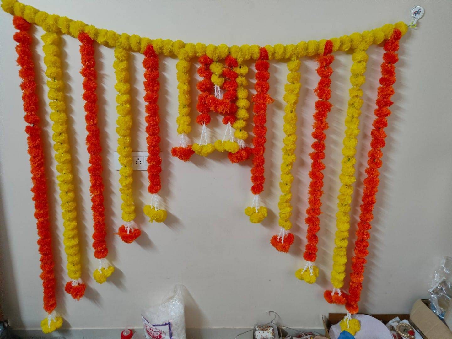 Toran/valence ganpati decoration/backdrops flower toran marigold flower toran door hanging, Floral Hanging