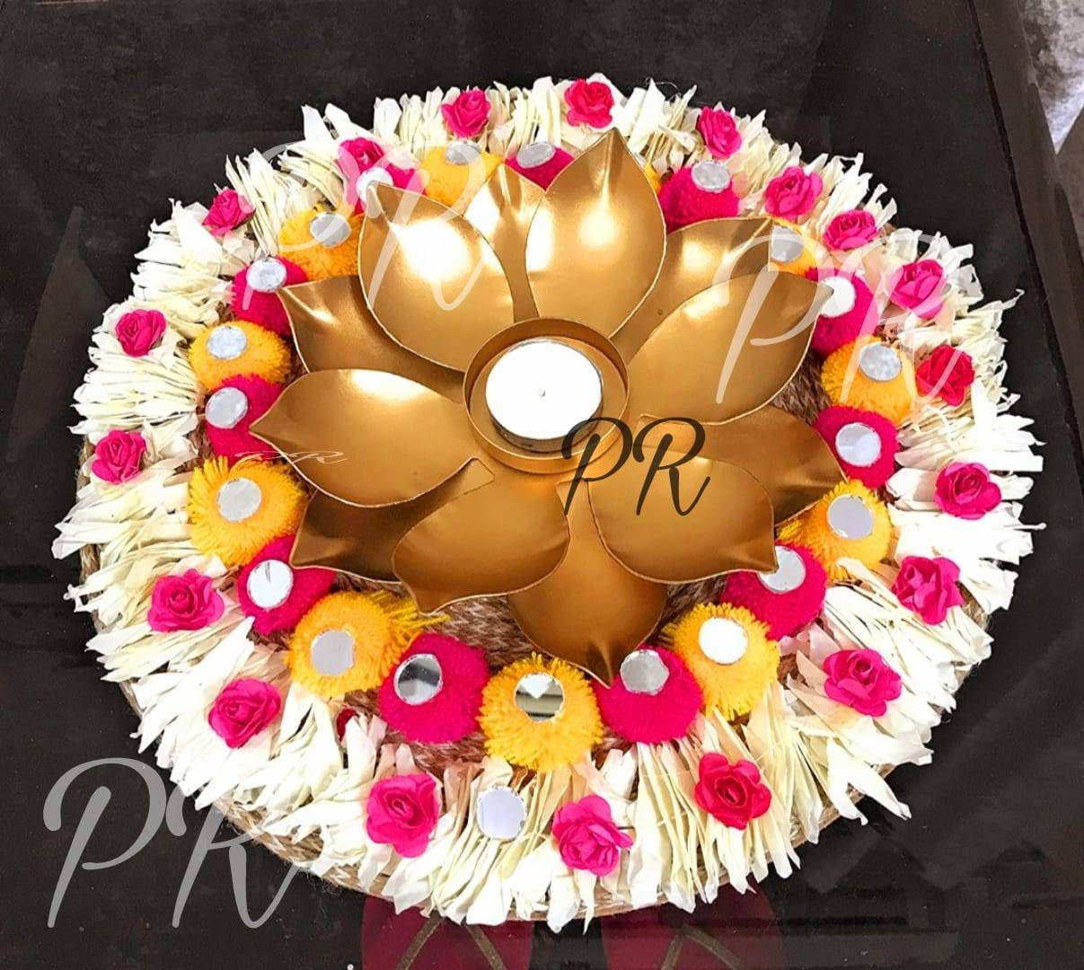 Tea light holder Lotus Rangoli mat,DIWALI diyas,Candle Holder,,Iron diya/CHRISTMAS GIFT/Diwali Gift/Diwali/wedding Decoration- 2 pc set