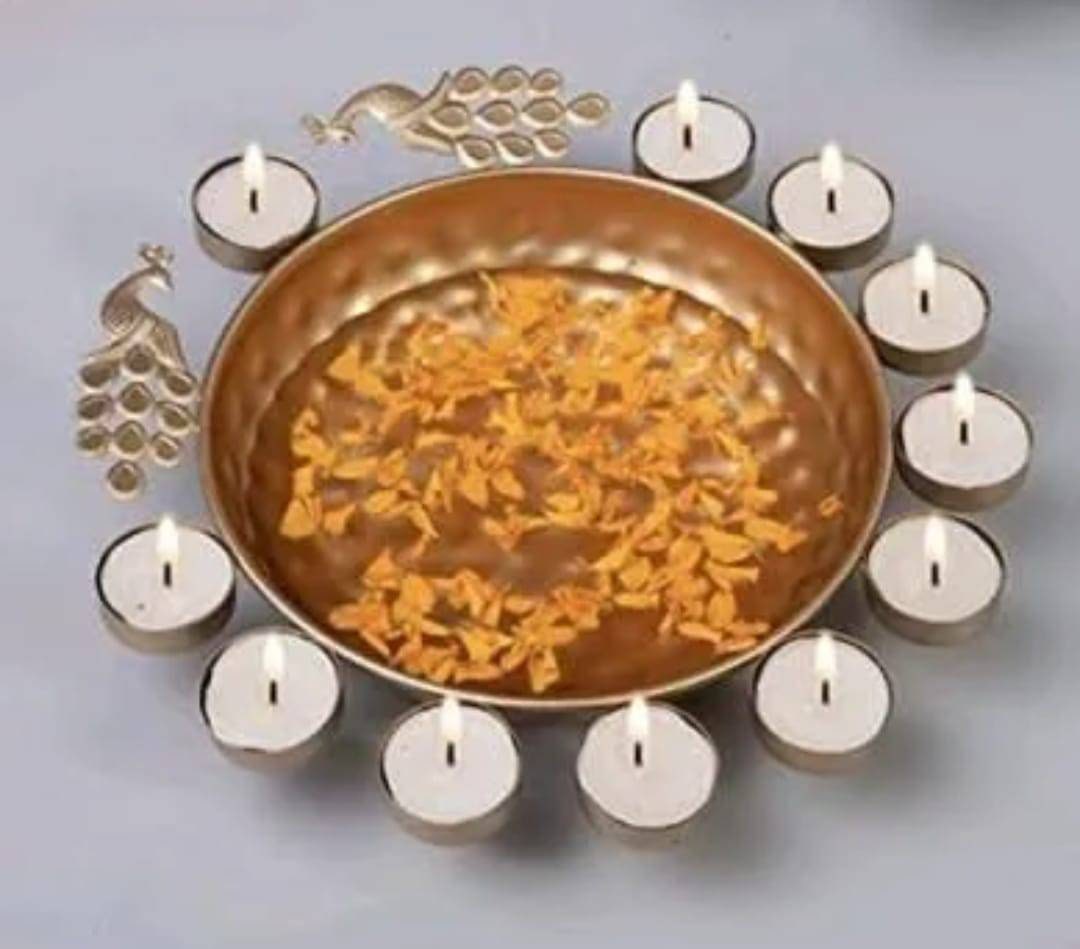 Iron diya Urli with diya set/Urli with stand/Urli with bowl/Candle Festive/CHRISTMAS GIFT diwali/wedding Decor -1 pc-12 inch