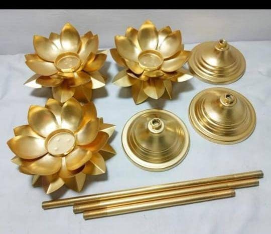 Lotus urli candle stand/ diya holder/Candle Festive Decor urli bowl / urli with stand -Event/wedding/Diwali/Christmas decoration-3 pc set