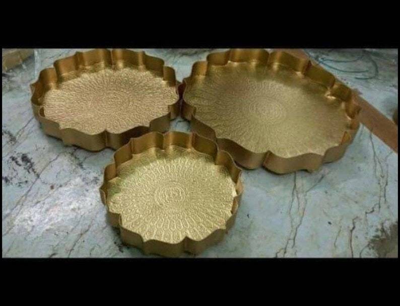 Iron Etching work Lotus URLI/urli Bowl/urli with bowl/Uruli/Urali haldi/Christmas/POOJA/navratri/diwali/wedding Decor 3 Pc:14/12/10