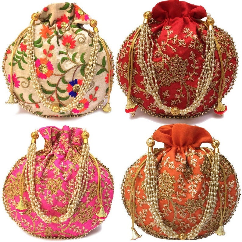 Lot of 200 Indian handmade women embroidered Potli bags/Evening clutch/purse/ drawstring bags/party/mehendi/wedding handbags/giveaways/gift