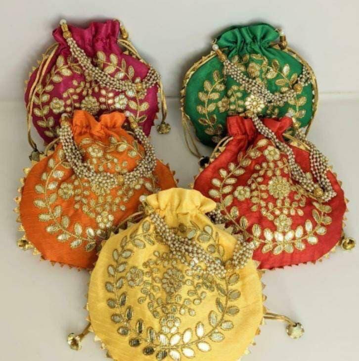 Lot of 100 Potli bags/Evening clutch/party/ festival mehendi/wedding function handbags/giveaways/ return gifts/ 5-100 pc