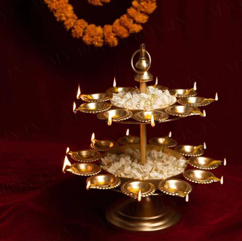 Diya urli candle stand/2 layer diya urli/Candle Festive Decor urli/urli with stand -Event/wedding/Diwali/Christmas decoration