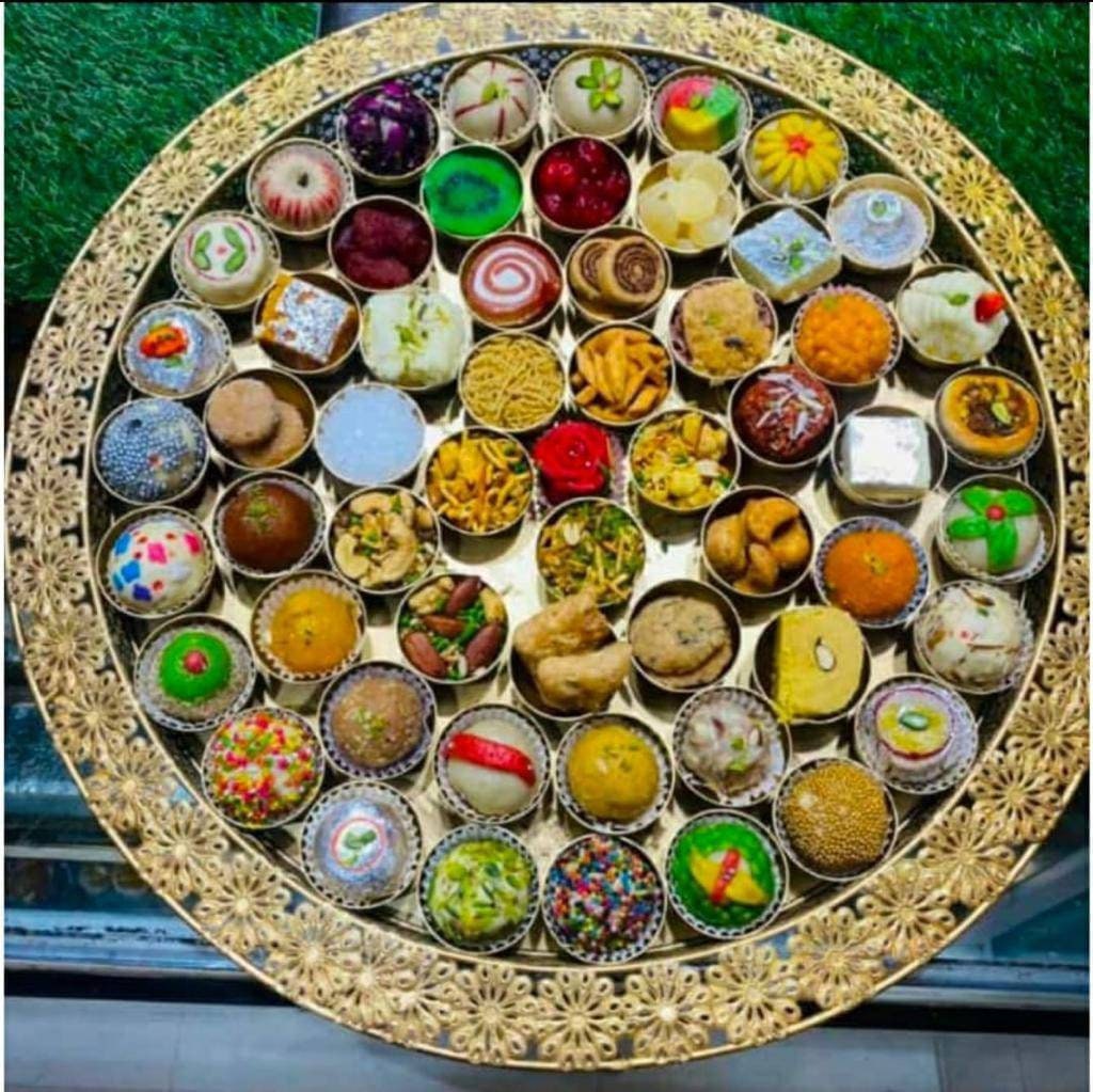 56 cup bhog thali/plate/platter/ 56 bowl plate Urli with bowl/Janmashtami/ganpati festival/CHRISTMAS GIFT diwali/wedding Decor