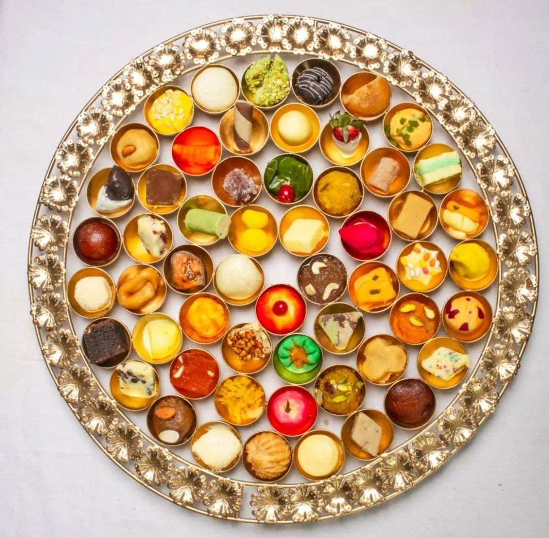 56 cup bhog thali/plate/platter/ 56 bowl plate Urli with bowl/Janmashtami/ganpati festival/CHRISTMAS GIFT diwali/wedding Decor