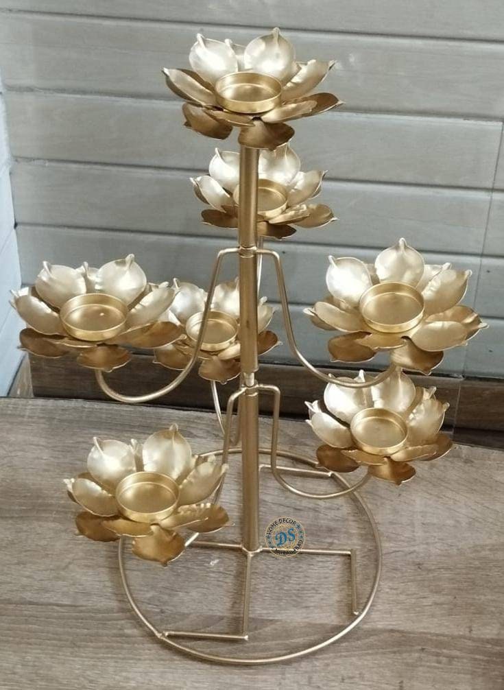 Lotus flower urli candle stand/ diya urli/Candle Festive Decor urli/urli with stand -Event/wedding/Diwali/Christmas decoration