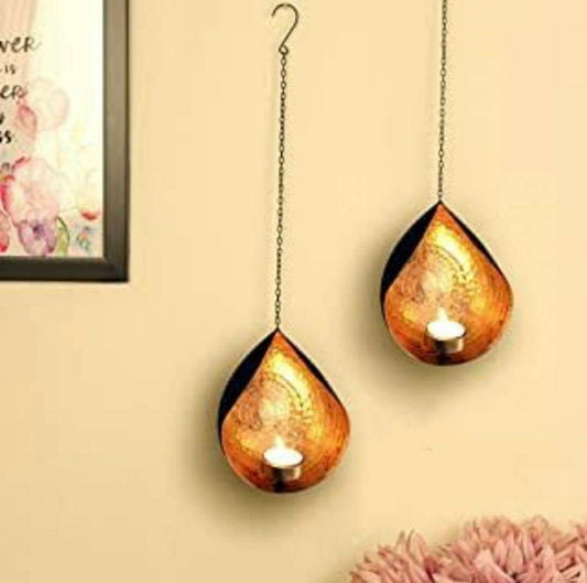 Teardrop Hanging Candle Tea Light Holder/Tea Light Candle/Home/festival/wedding/Pooja room Christmas/DIWALI/New Year Decoration-GIFT-2 pc