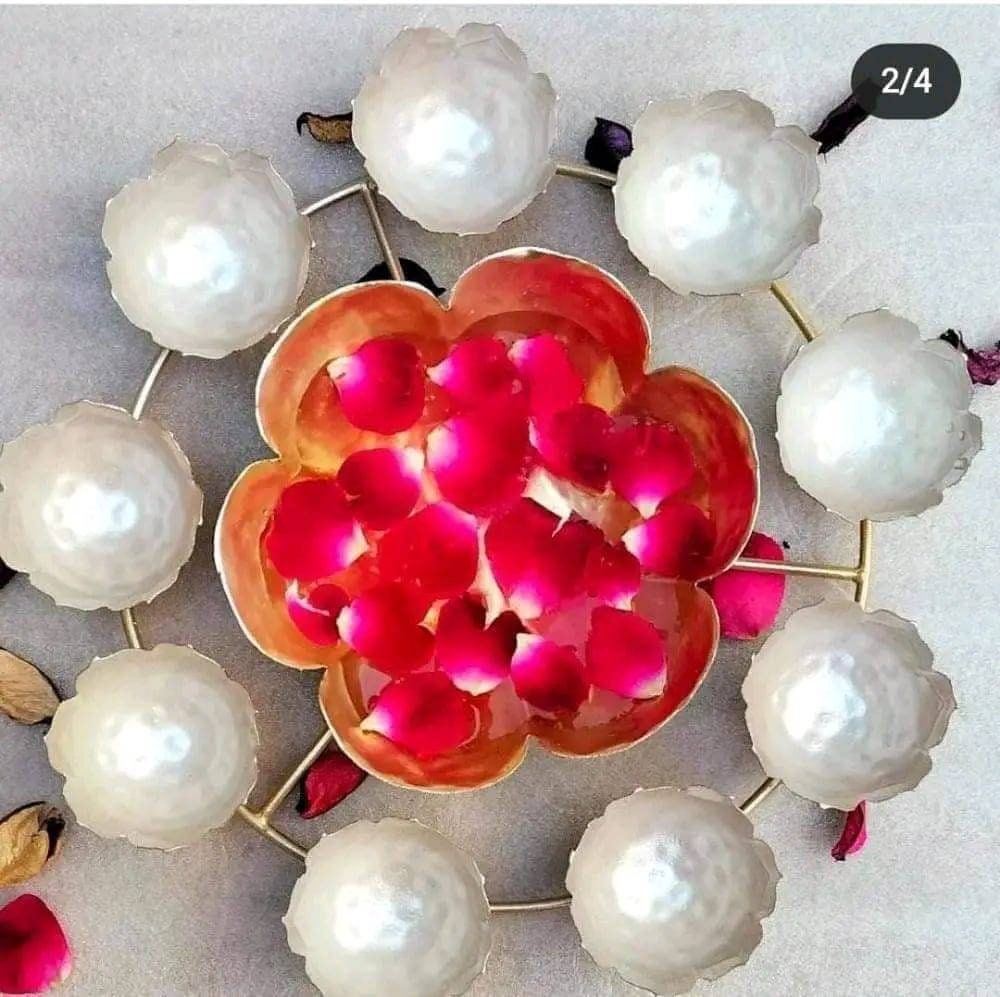 Iron Rangoli flower Urli with candle holder/Urli with stand/Urli with bowl/Candle Festive/CHRISTMAS GIFT diwali/wedding Decor -2 pc