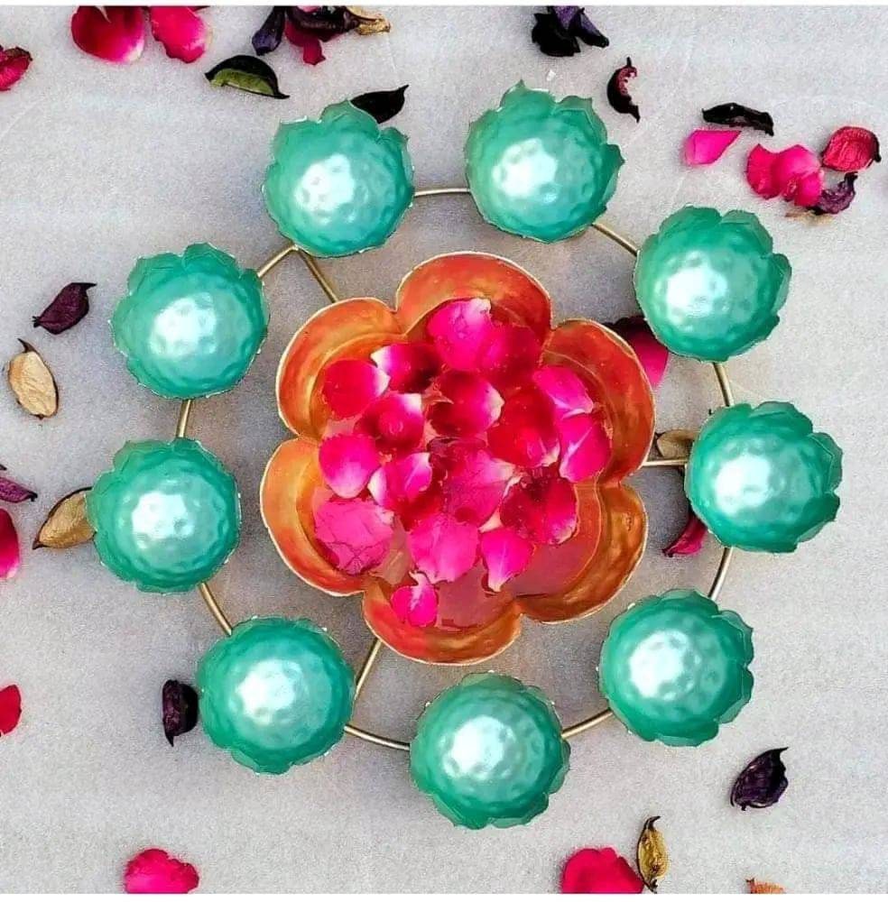 Iron Rangoli flower Urli with candle holder/Urli with stand/Urli with bowl/Candle Festive/CHRISTMAS GIFT diwali/wedding Decor -2 pc