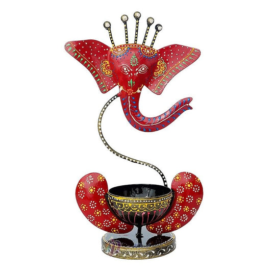 Ganesha statue stand Showpiece/ Home Decor,Home Pooja Room decor,Wedding/ReturnlAniversary Gift,Festival/ metal Ganesha tea light holder