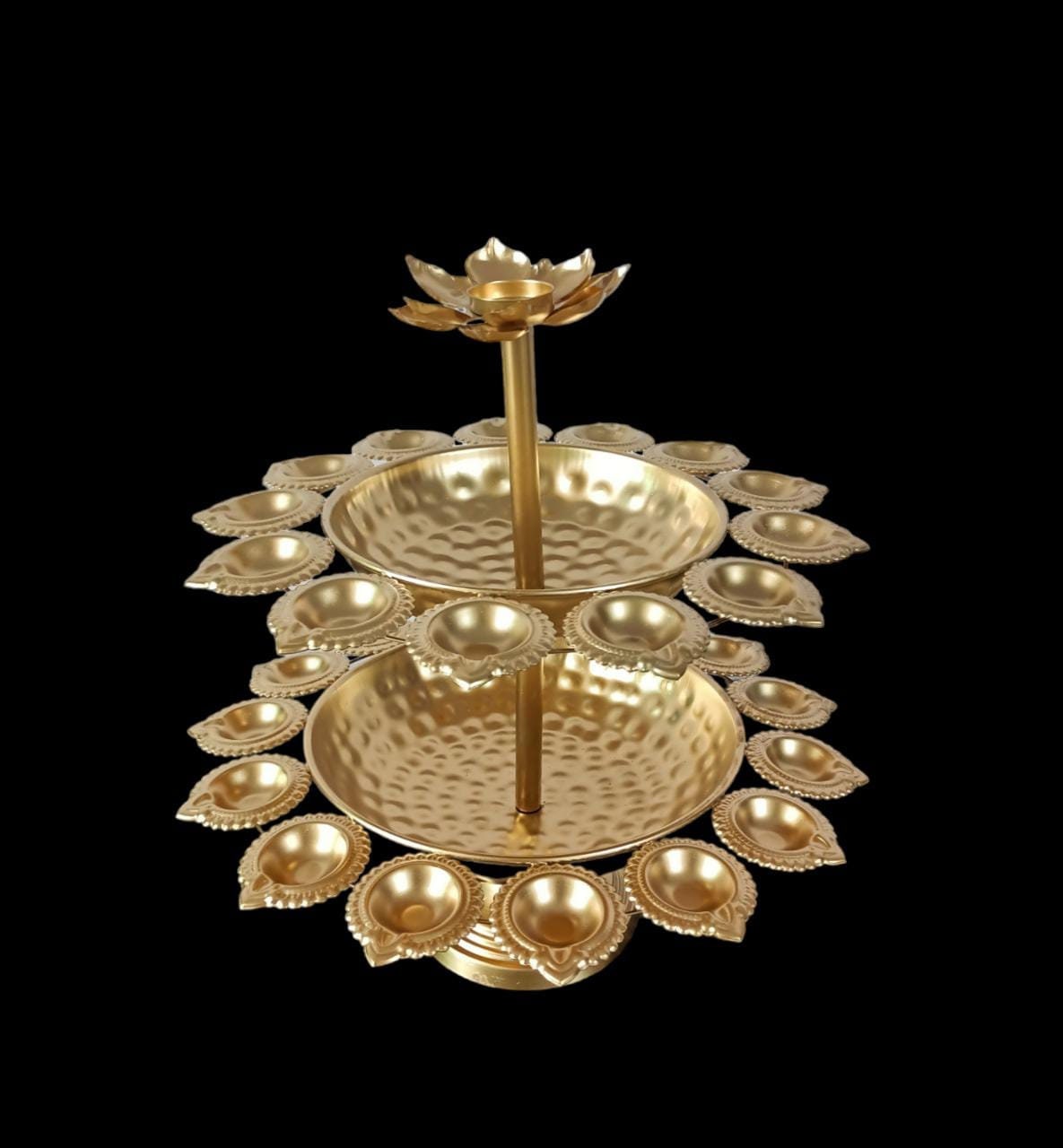 Iron lotus diya urli/uruli/urli set/urli with stand/urli stand/urli bowl -Event/wedding/Diwali/Christmas decoration/wedding festival favor