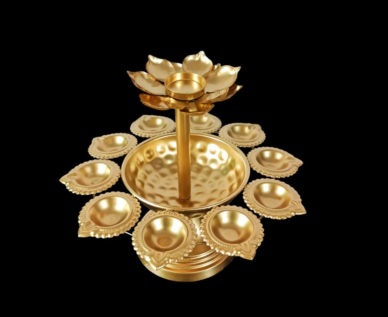 Iron lotus diya urli/uruli/urli set/urli with stand/urli stand/urli bowl -Event/wedding/Diwali/Christmas decoration/wedding festival favor