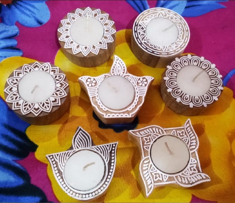 100 pc Wooden Diwali Tea light holder/candle holder/TEALIGHT holders/DIWALI diyas/Return gift/festival/wedding/christmas/party decoration