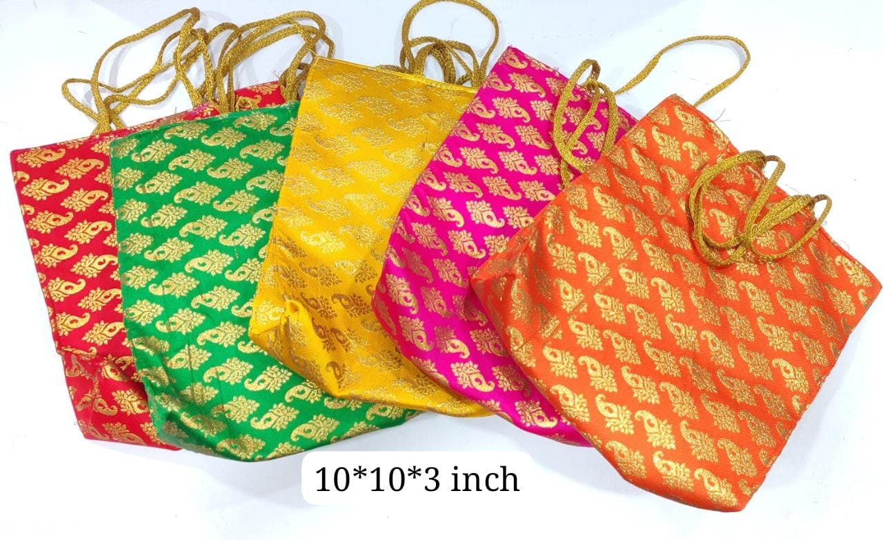 Wholesale100 Potli bags/Pooja bags/wedding favors/party/festival mehndi/wedding handbags/gota patch potli giveaways/return gifts/ 5-100pc