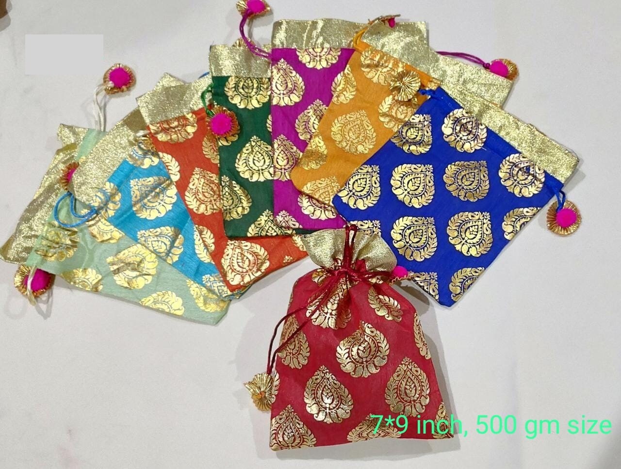 Lot of 100 Indian handmade women raw silk Potli bags/Evening /purse/ drawstring bags/party/mehendi/wedding handbags/giveaways/Return gift