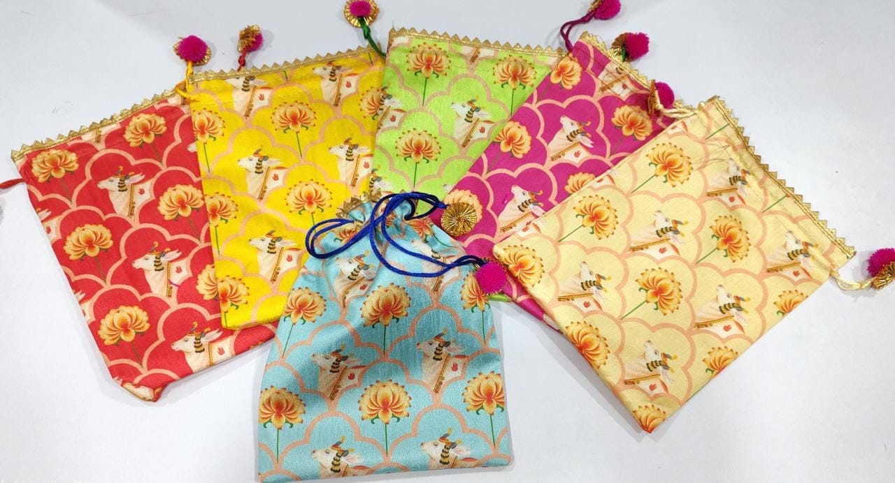 Lot of 100 Indian handmade women raw silk Potli bags/Evening /purse/ drawstring bags/party/mehendi/wedding handbags/giveaways/Return gift