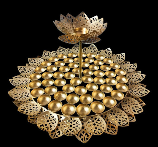 56 cup bhog THALI/plate/platter/56 bowl TRAY cutwork leaf design Tlight holder/Urli bowl/Janmashtami/ganpati/CHRISTMAS/diwali/wedding Decor