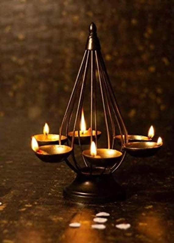 Table top golden tealight Holder/Candle holder stand/Diwali Diya/Diwali Gift/Pooja/Wedding/Christmas/DIWALI/festival/return Gift Decor-2 set