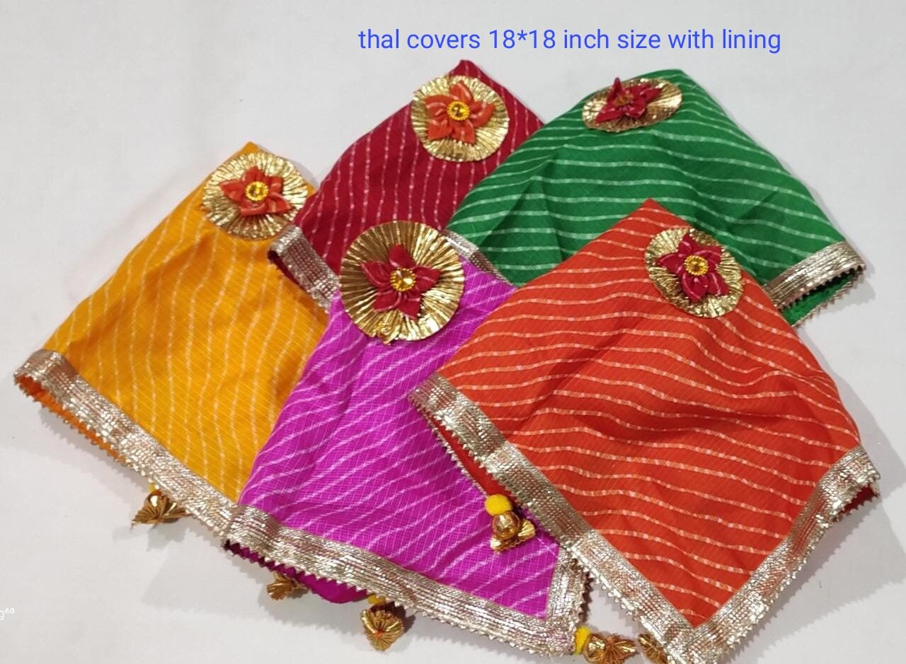 Pack Of 2 Indian Indian Thali Covers,Wedding Favors,Indian Handicrafts, Silk thali Covers, Return Favors Lap Cover Shagun Ceremony or Pooja.