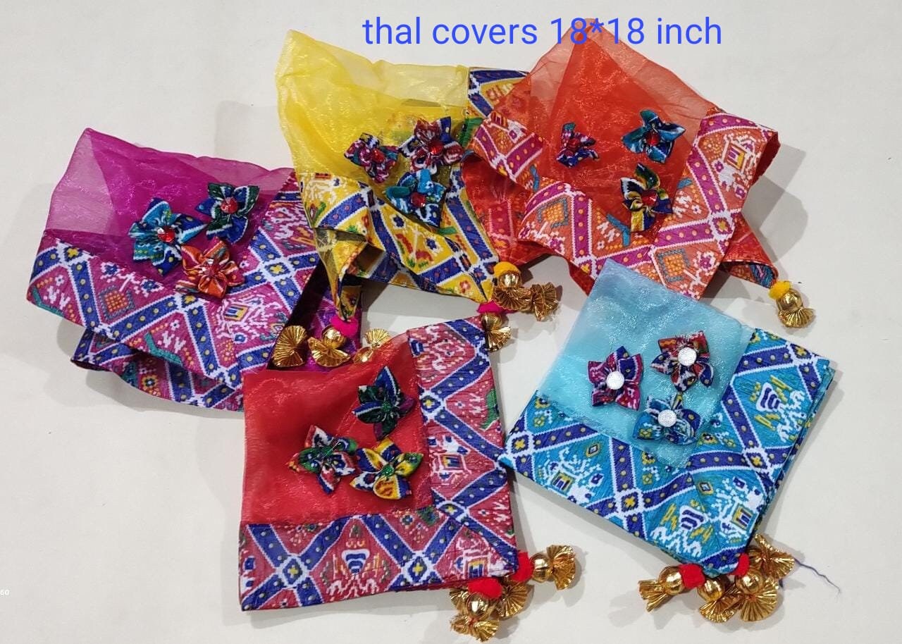 Pack Of 2 Indian Indian Thali Covers,Wedding Favors,Indian Handicrafts, Silk thali Covers, Return Favors Lap Cover Shagun Ceremony or Pooja.