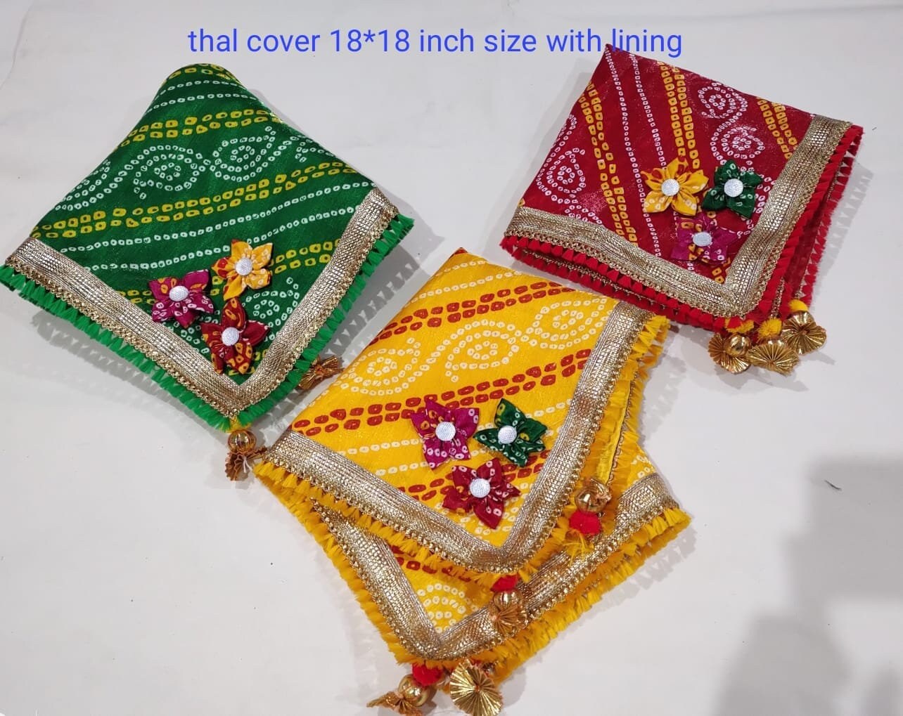 Pack Of 2 Indian Indian Thali Covers,Wedding Favors,Indian Handicrafts, Silk thali Covers, Return Favors Lap Cover Shagun Ceremony or Pooja.